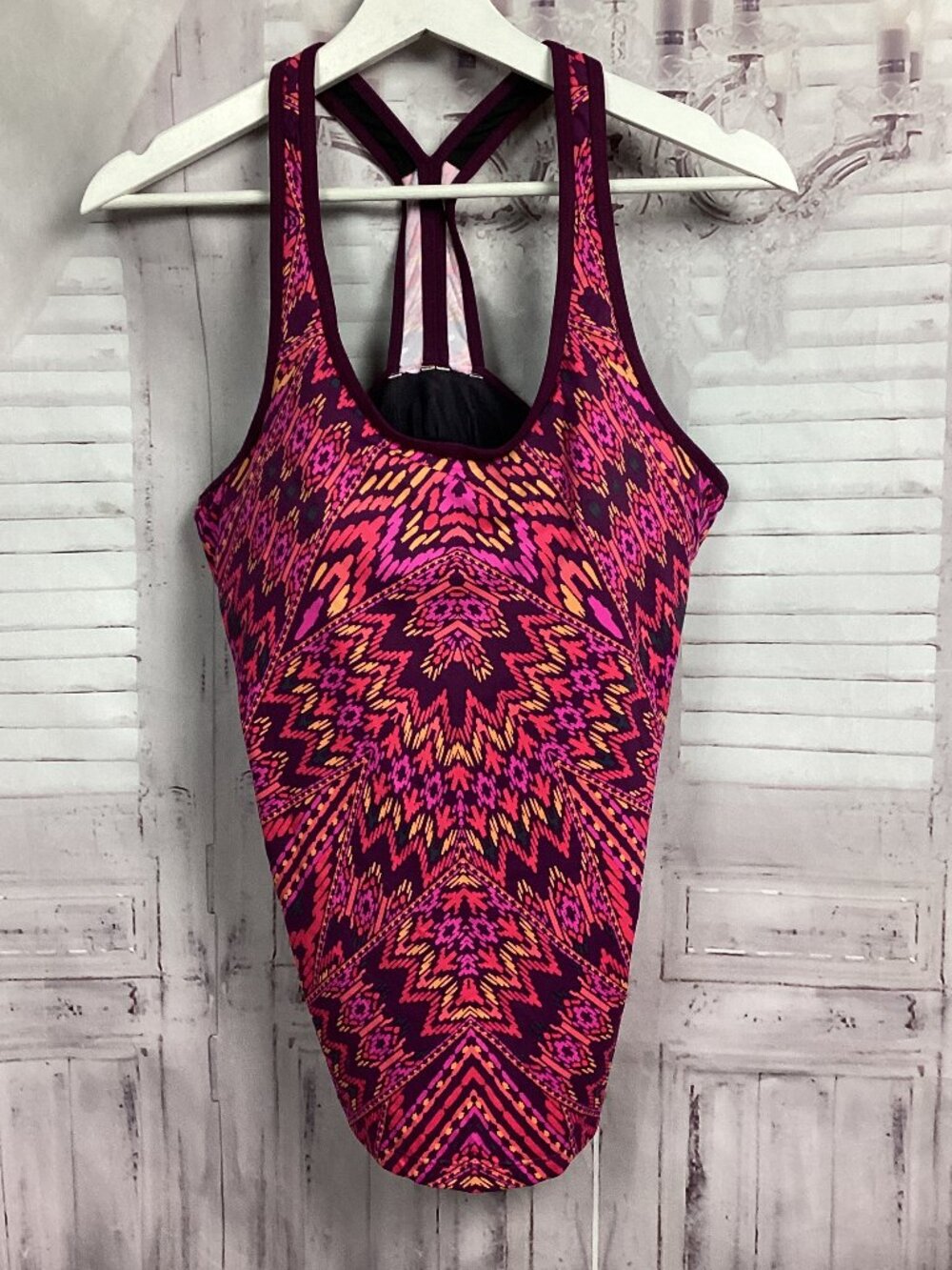 Athleta Swim Top Tankini Pink Racerback L